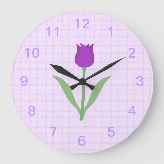 Grande Horloge Ronde Fleur de tulipe pourpre. (Recto)