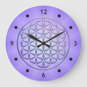 Grande Horloge Ronde Fleur de vie / Blume des Lebens - timbre violet