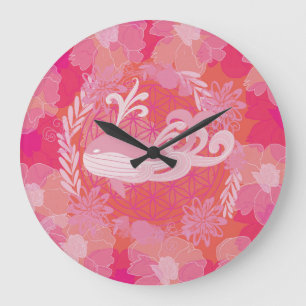 Grande Horloge Ronde Fleur de vie de baleine