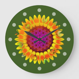 Grande Horloge Ronde Fleur De Vie - Fleur Géométrique 4