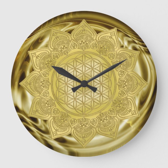 Grande Horloge Ronde Fleur De Vie - Indien Mandala 4 (Recto)