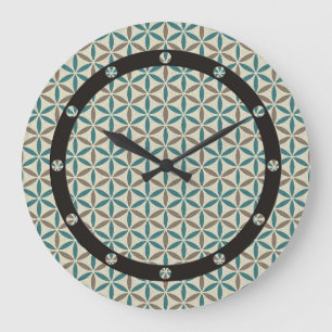 Grande Horloge Ronde Fleur de vie - motif de timbre - BG 1