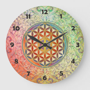 Grande Horloge Ronde Fleur de vie - Ornement I