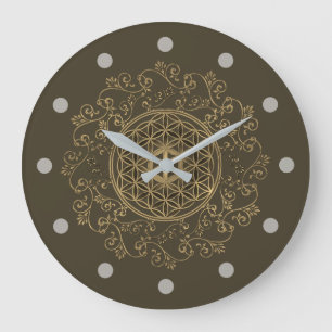 Grande Horloge Ronde Fleur De Vie - Ornements Vintages Mandala 2