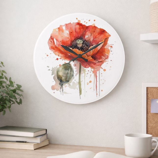 Grande Horloge Ronde Fleur Écarlate (Créateur téléchargé)