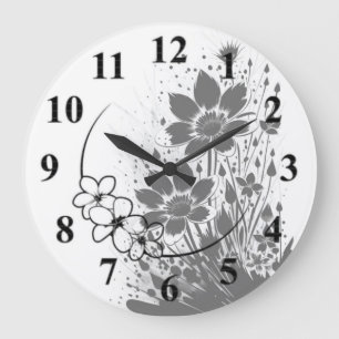 Grande Horloge Ronde Fleur éclatée d'encre