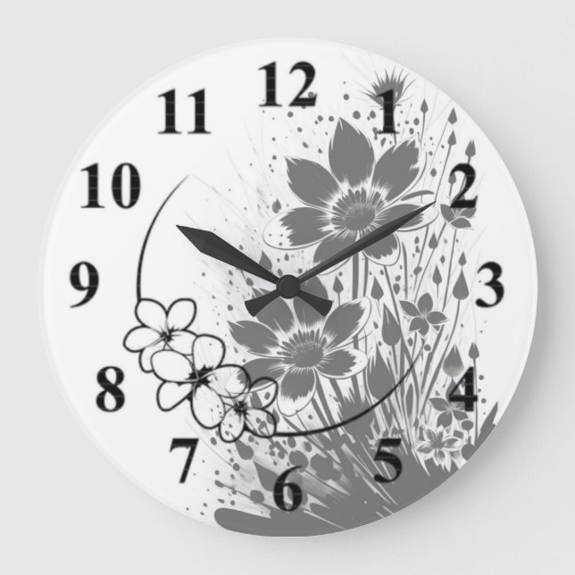 Grande Horloge Ronde Fleur éclatée d'encre (Recto)