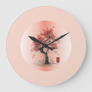 Grande Horloge Ronde Fleur japonaise