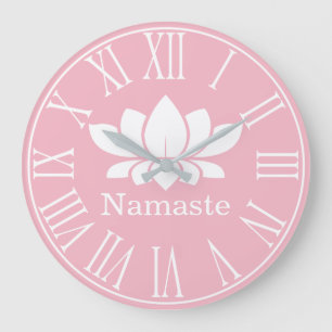 Grande Horloge Ronde Fleur Lotus Blanche Namaste Yoga