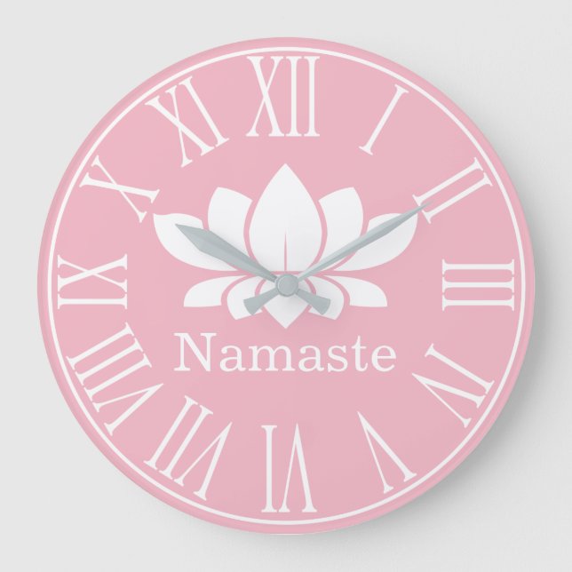 Grande Horloge Ronde Fleur Lotus Blanche Namaste Yoga (Recto)