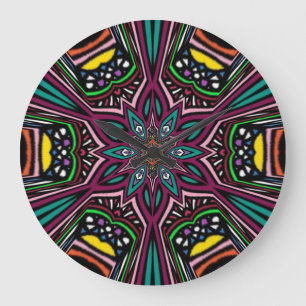Grande Horloge Ronde fleur Mandala