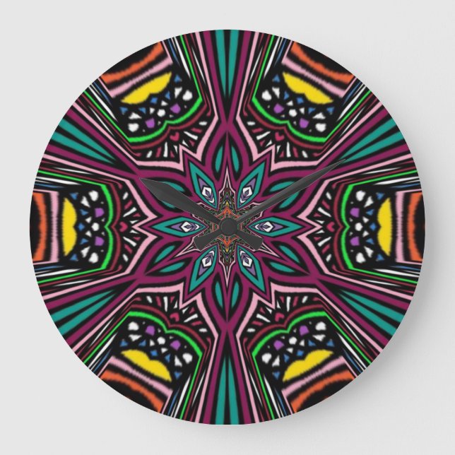 Grande Horloge Ronde fleur Mandala (Recto)