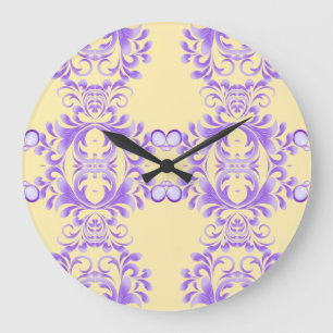 Grande Horloge Ronde Fleur océanique : Harmonie violette / Art élégant