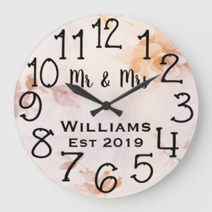 Grande Horloge Ronde Fleur personnalisée Antique Vintage sur mesure