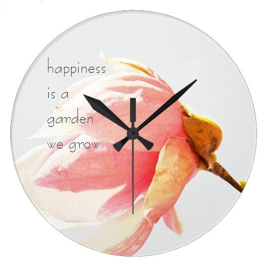 Grande Horloge Ronde Fleur Rose D Arbre De Tulipe Avec La Citation De Zazzle Fr Grande Horloge Ronde Fleur Rose D Arbre De Tulipe Avec La Citation De Zazzle Fr