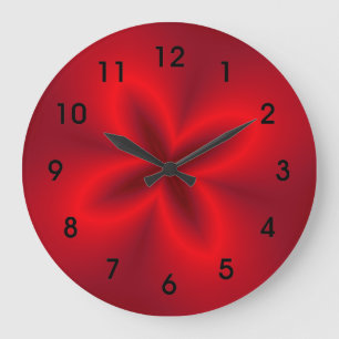 Grande Horloge Ronde Fleur rouge néon vibrant
