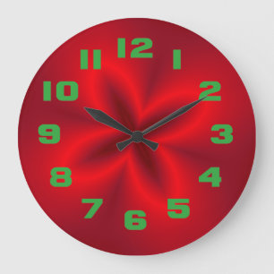Grande Horloge Ronde Fleur rouge néon vibrante