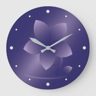 Grande Horloge Ronde Fleur violette