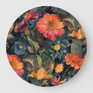 Grande Horloge Ronde Fleurs art nature