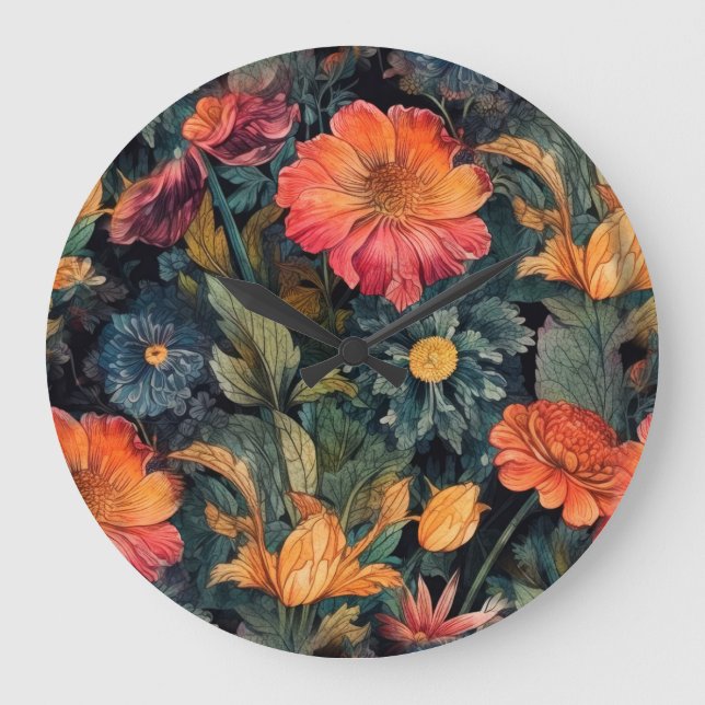 Grande Horloge Ronde Fleurs art nature (Recto)