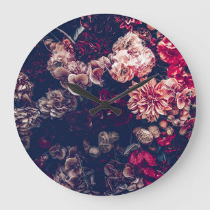 Grande Horloge Ronde Fleurs artificielles vintages : Arrière - plan mur