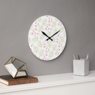 Grande Horloge Ronde Fleurs cactus