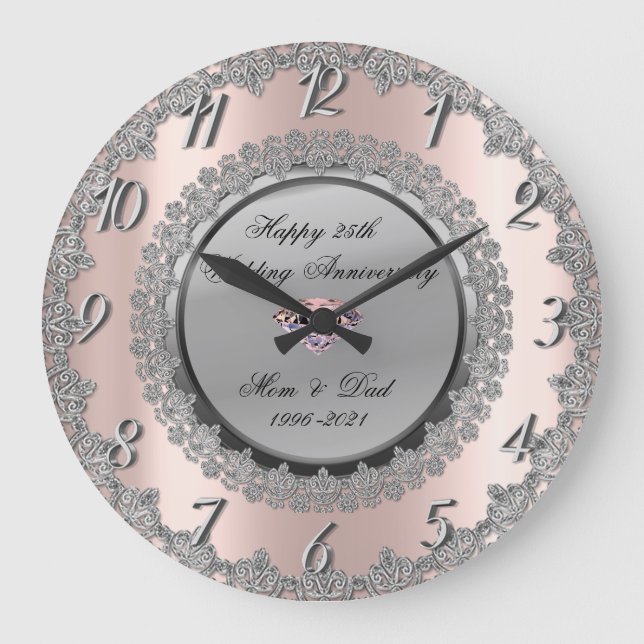 Grande Horloge Ronde Fleurs d'argent  Or rose 25e anniversaire de maria (Recto)