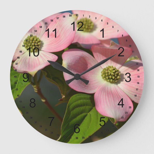 Grande Horloge Ronde Fleurs de bois de chien au printemps (Recto)