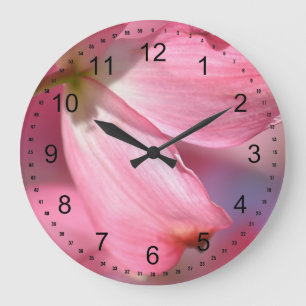 Grande Horloge Ronde Fleurs de Dogwood Rose