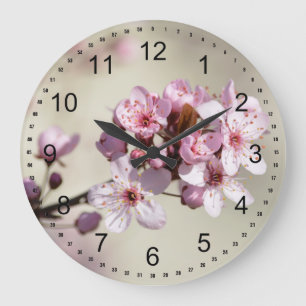 Grande Horloge Ronde Fleurs de fleurs de cerisier