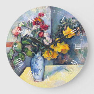 Grande Horloge Ronde Fleurs de la vie morte dans un vase par Paul Cezan