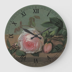 Grande Horloge Ronde Fleurs de la vie morte sur une haie par Otto Ottes