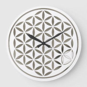 Grande Horloge Ronde FLEURS DE LA VIE - timbre - argent / Blume des Leb