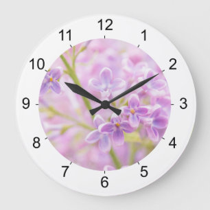 Grande Horloge Ronde Fleurs de lilas brume