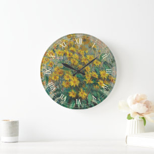 Grande Horloge Ronde Fleurs de topinambour par Claude Monet