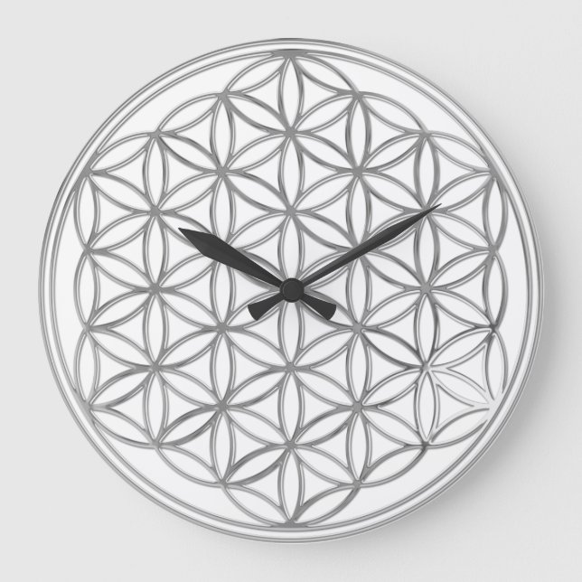 Grande Horloge Ronde FLEURS DE VIE - argent (Recto)