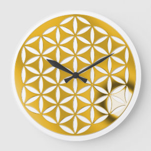 Grande Horloge Ronde FLEURS DE VIE - perforé - or / Blume des Lebens