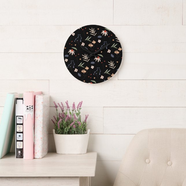 Grande Horloge Ronde Fleurs d'eau simples 1 (Salle de lecture)