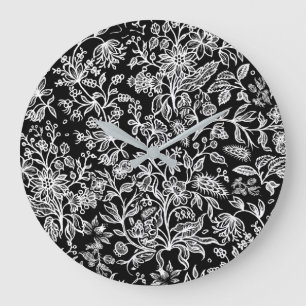 Grande Horloge Ronde Fleurs décoratives 21