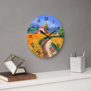 Grande Horloge Ronde Fleurs ensoleillées d'été colorées La Provence Fra