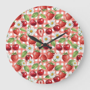 Grande Horloge Ronde Fleurs et Fruits