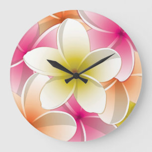 Grande Horloge Ronde Fleurs frangipani/Plumeria