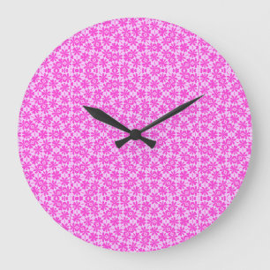 Grande Horloge Ronde Fleurs Fuchsia
