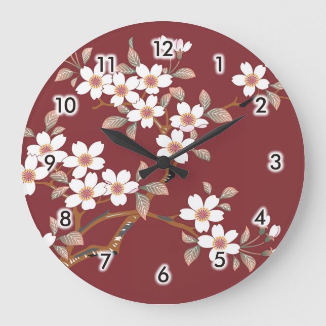 Grande Horloge Ronde Fleurs japonaises de cerises (Recto)