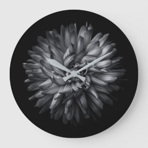 Grande Horloge Ronde Fleurs jardins En Noir Et Blanc 20
