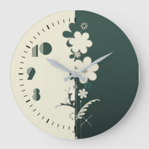 Grande Horloge Ronde Fleurs modernes