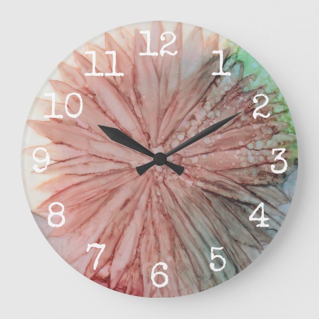 Grande horloge ronde "Fleurs Pinkish" (Recto)