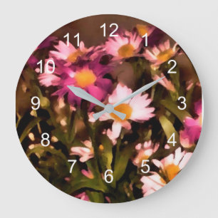Grande Horloge Ronde fleurs pour mes amis