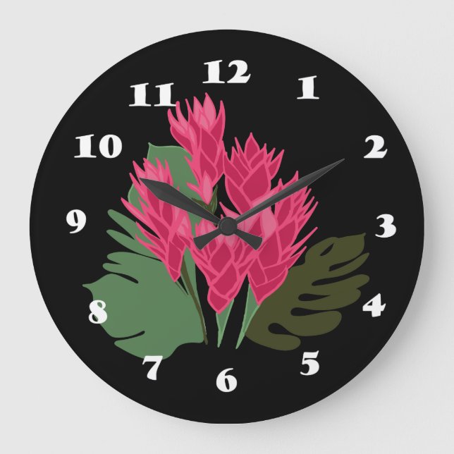 Grande Horloge Ronde Fleurs roses (Recto)