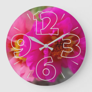 Grande Horloge Ronde Fleurs roses au soleil